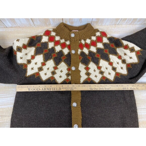 Vtg CJ Viking Womens Cardigan Sz L Hand-Knit Wool Fair Isle Scandinavian Denmark - Picture 7 of 11